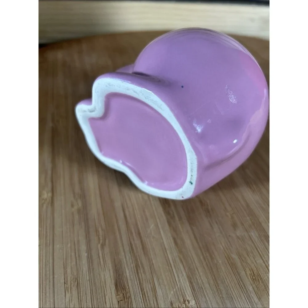 Easter Bunny Rabbit Pottery Planter Pink Glossy Candy trinket Bowl 3.5” X 5”